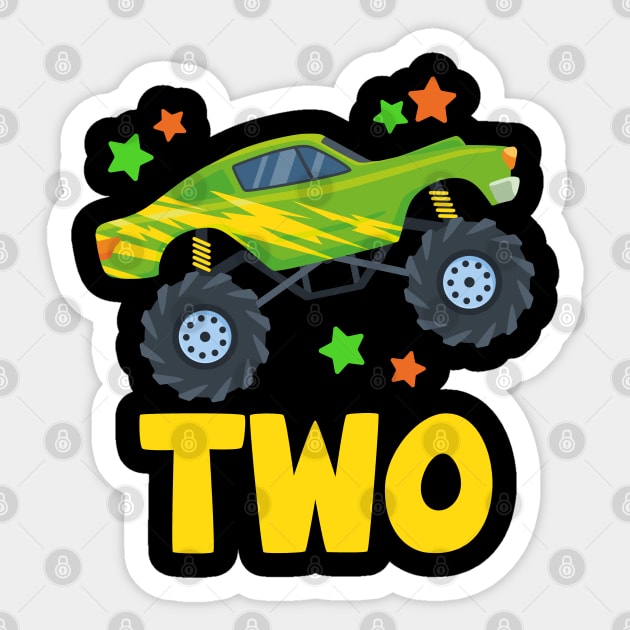 I'm 2 This Is How I Roll Monster Truck 2nd Birthday GIft For Boys Toddler Kid Sticker by tearbytea